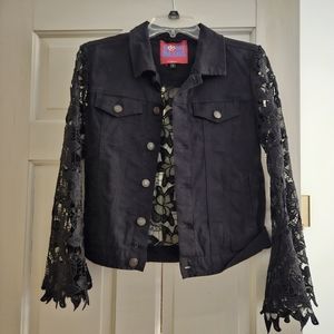 Romi Basha Black Lace Bell Sleeve Jacket